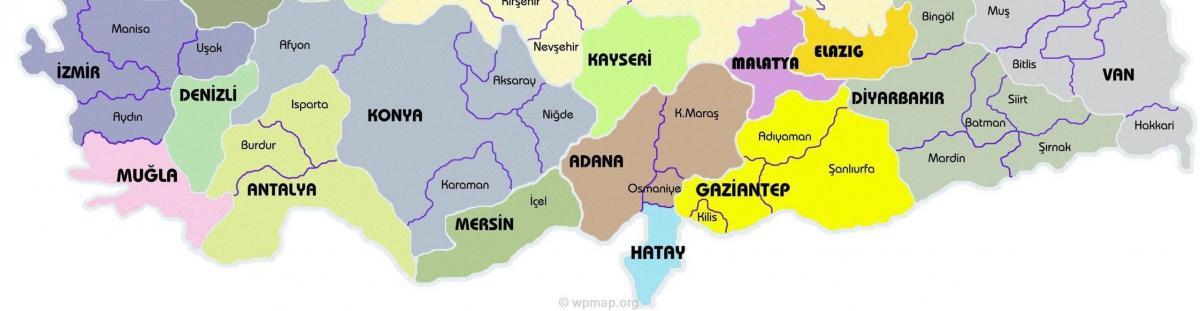 Mappa della Turchia meridionale